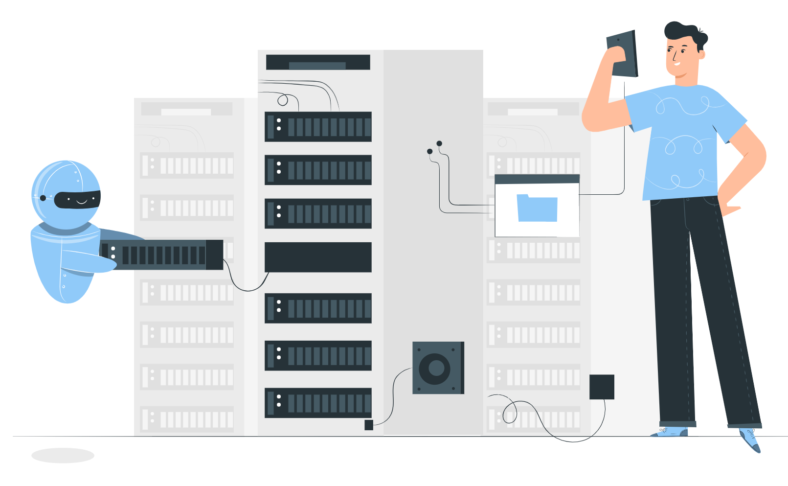 Man working on server